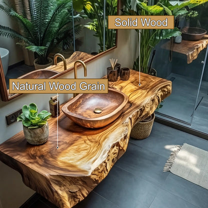 Lunara Live Edge Solid Wood Floating Bathroom Vanity Lynnsnail