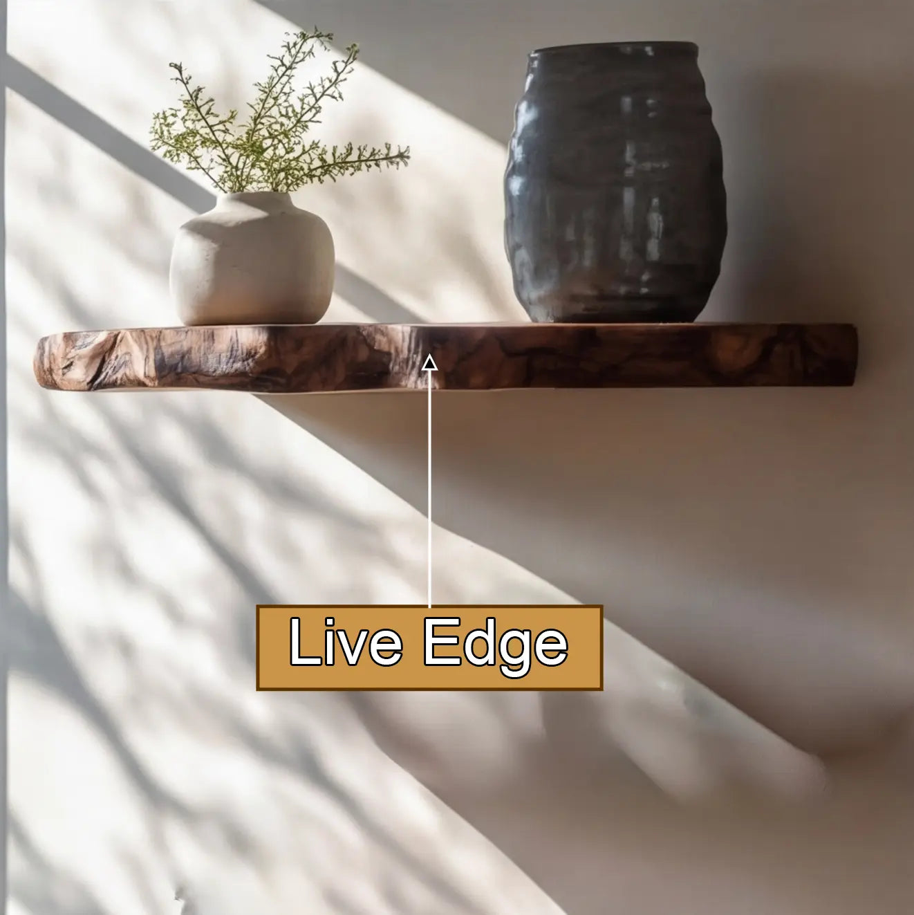Lunvera Live Edge Solid Wood Floating Shelf SPA194295 Lynnsnail