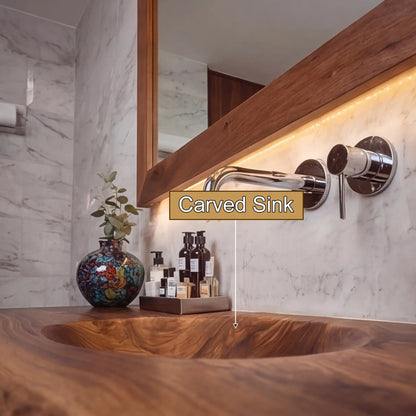 Luvorin Live Edge Solid Wood Floating Bathroom Vanity with Integrated Sink SPA653297 Lynnsnail