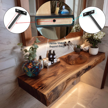 Luvorin Live Edge Solid Wood Floating Bathroom Vanity with Integrated Sink SPA653297 Lynnsnail