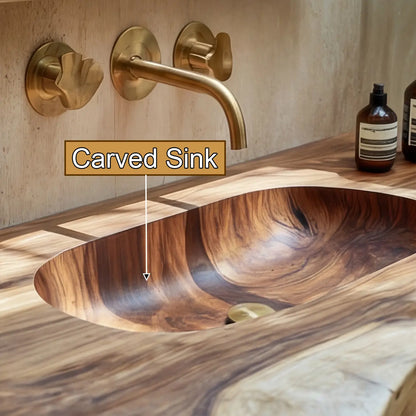 Nerava Live Edge Solid Wood Floating Bathroom Vanity with Integrated Sink Lynnsnail