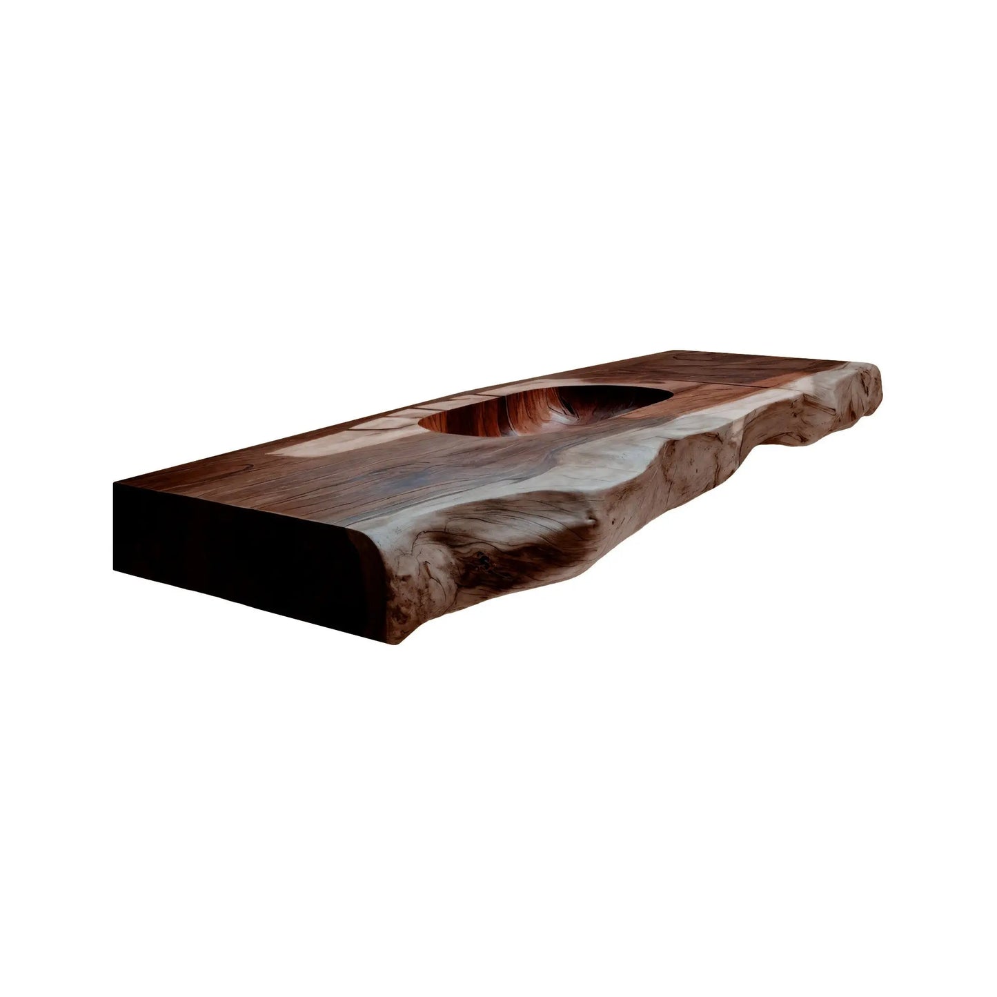 Nerava Live Edge Solid Wood Floating Bathroom Vanity with Integrated Sink Lynnsnail