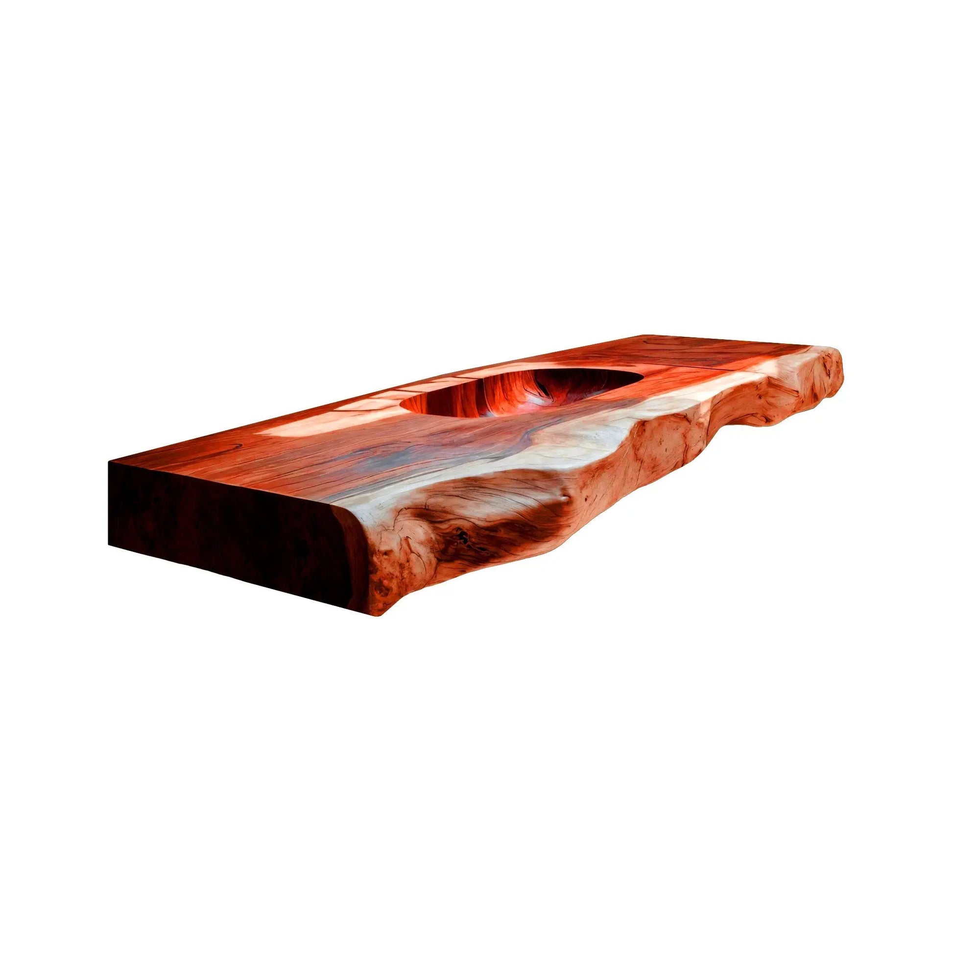 Nerava Live Edge Solid Wood Floating Bathroom Vanity with Integrated Sink Lynnsnail