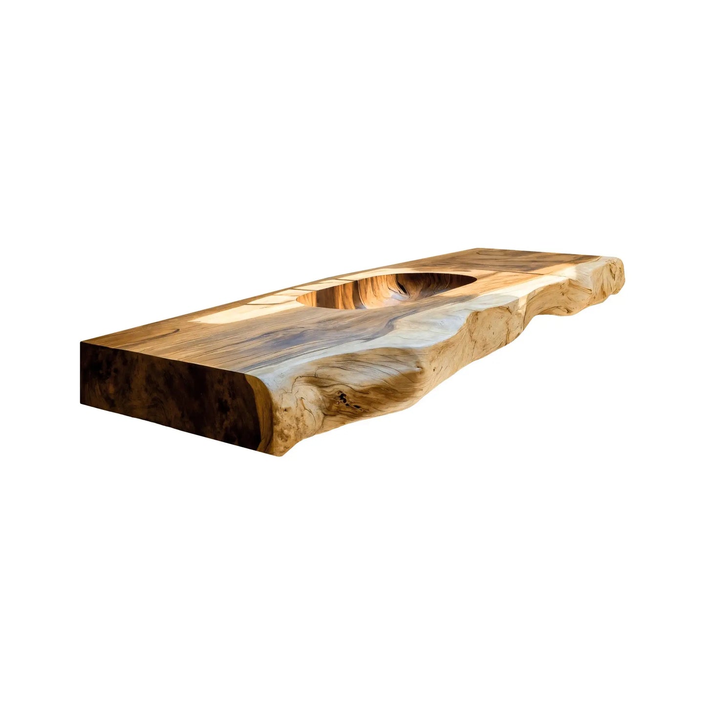 Nerava Live Edge Solid Wood Floating Bathroom Vanity with Integrated Sink Lynnsnail