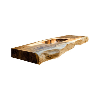 Nerava Live Edge Solid Wood Floating Bathroom Vanity with Integrated Sink Lynnsnail