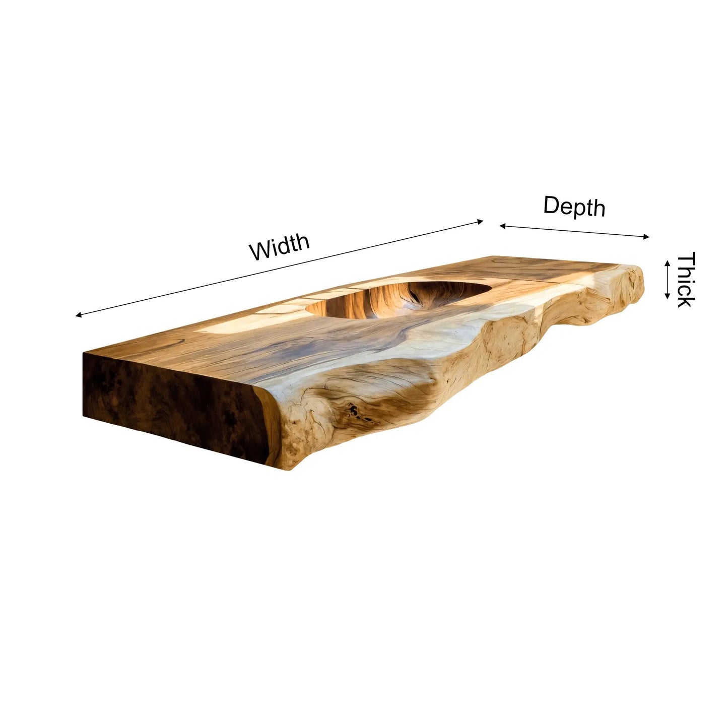 Nerava Live Edge Solid Wood Floating Bathroom Vanity with Integrated Sink Lynnsnail
