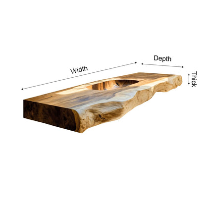 Nerava Live Edge Solid Wood Floating Bathroom Vanity with Integrated Sink Lynnsnail