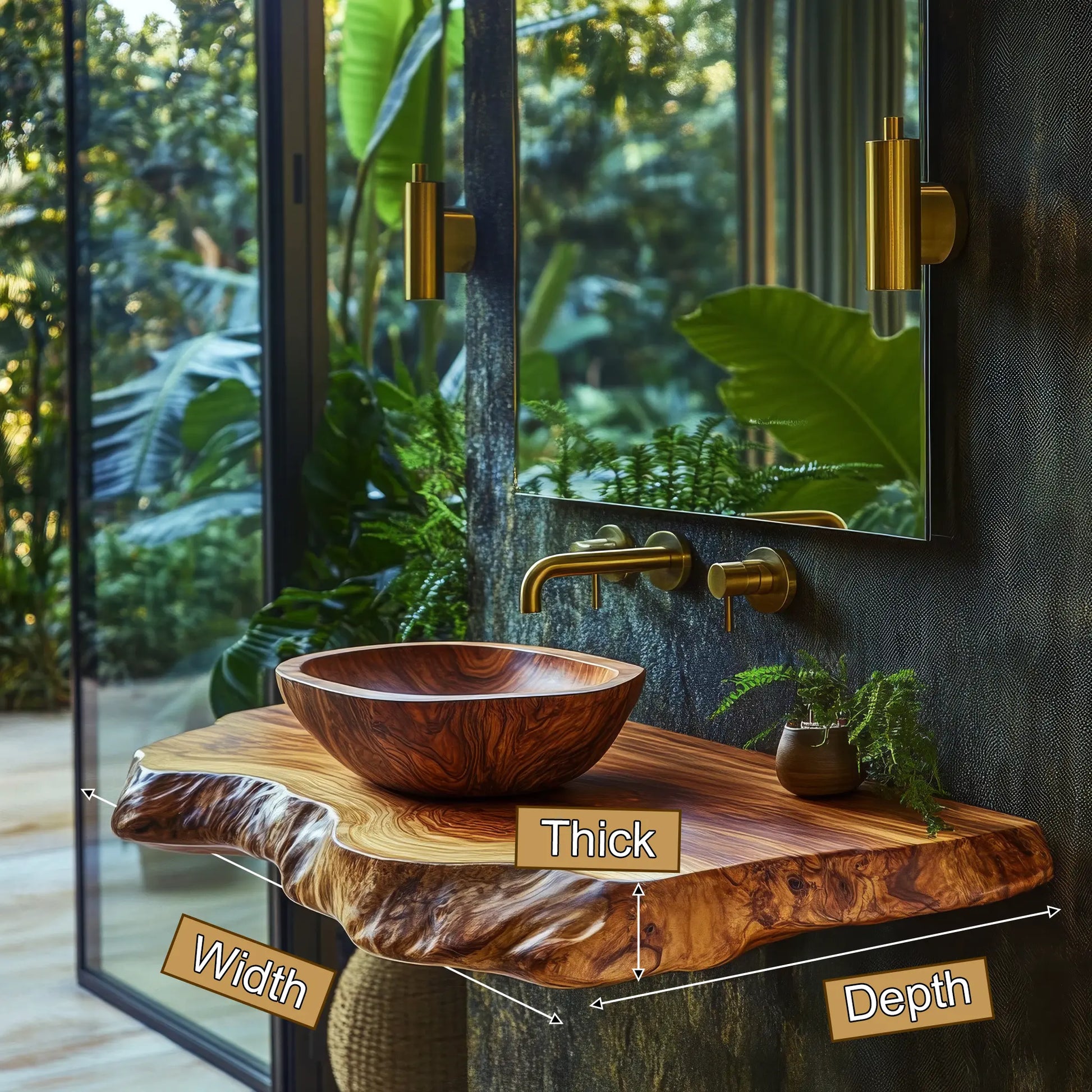 Norevia Live Edge Solid Wood Floating Bathroom Vanity SPA353543 Lynnsnail