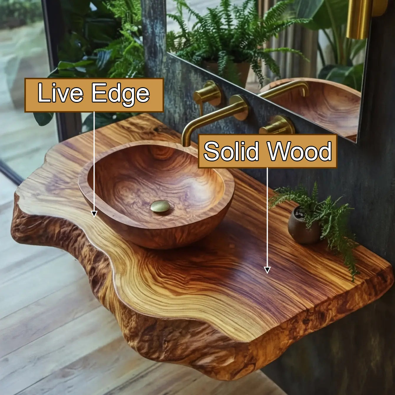 Norevia Live Edge Solid Wood Floating Bathroom Vanity SPA353543 Lynnsnail