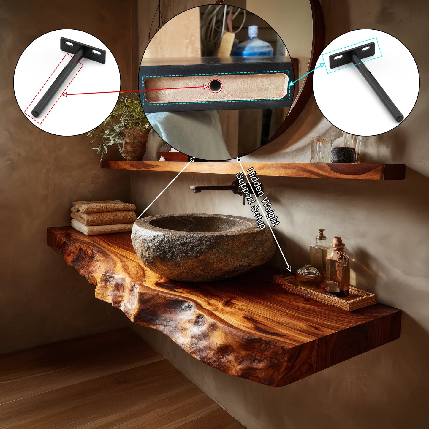 Norevyn Live Edge Solid Wood Floating Bathroom Vanity SPA965428 Lynnsnail