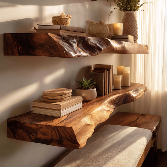 Norvain Live Edge Solid Wood Floating Shelf SPA802314