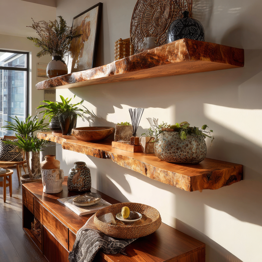 Norvane Live Edge Solid Wood Floating Shelf SPA129236