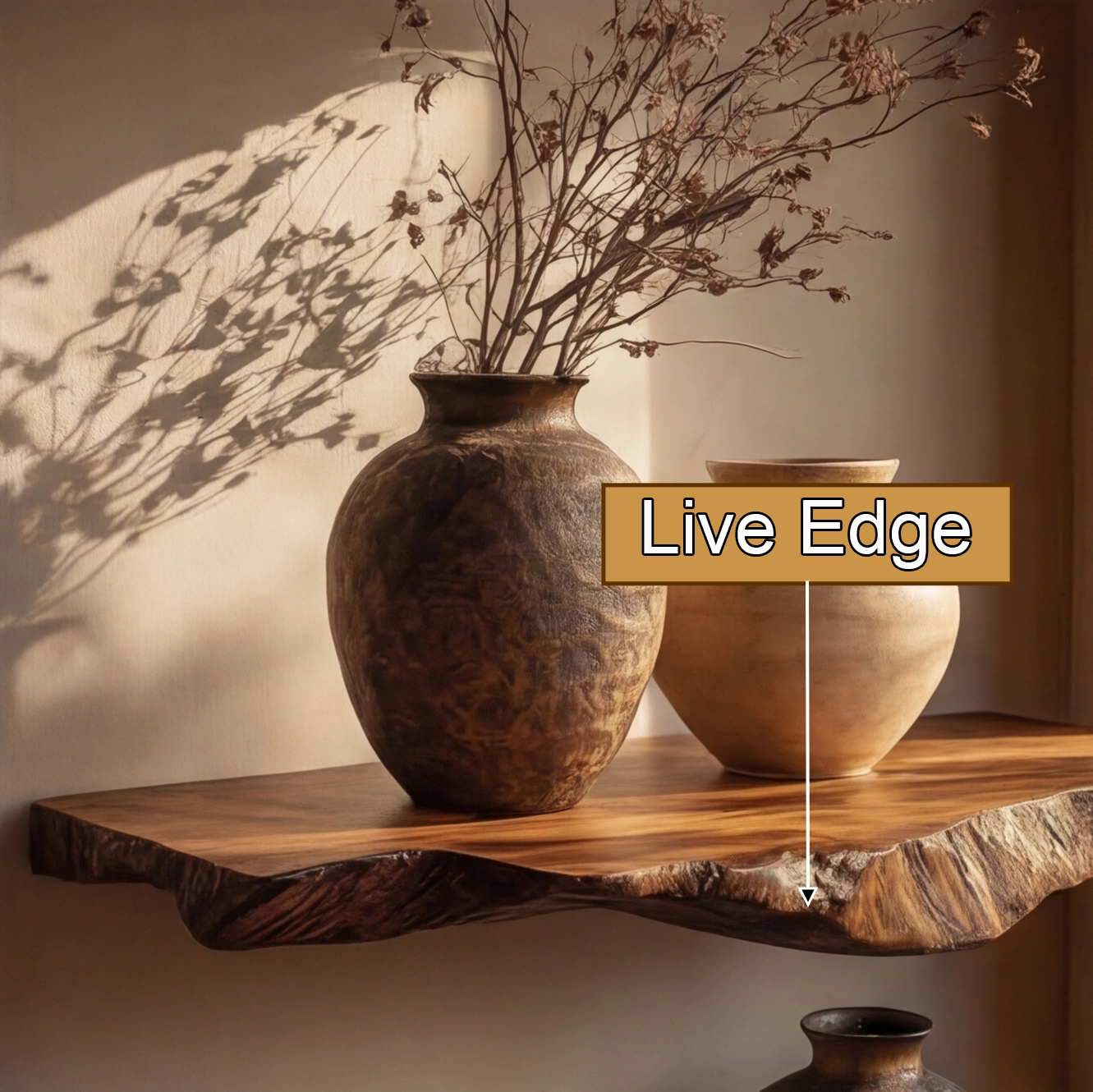 Norvella Live Edge Solid Wood Floating Shelf SPA583831
