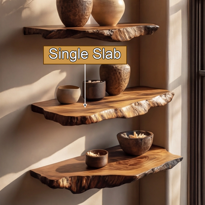 Norvella Live Edge Solid Wood Floating Shelf SPA583831