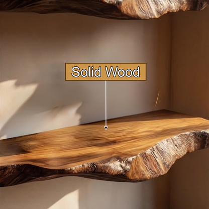 Norvella Live Edge Solid Wood Floating Shelf SPA583831
