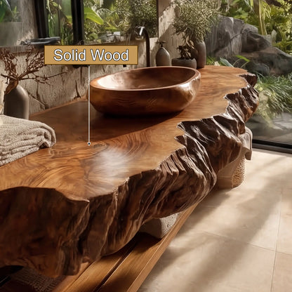 Norvian Live Edge Solid Wood Floating Bathroom Vanity SPA905613 Lynnsnail