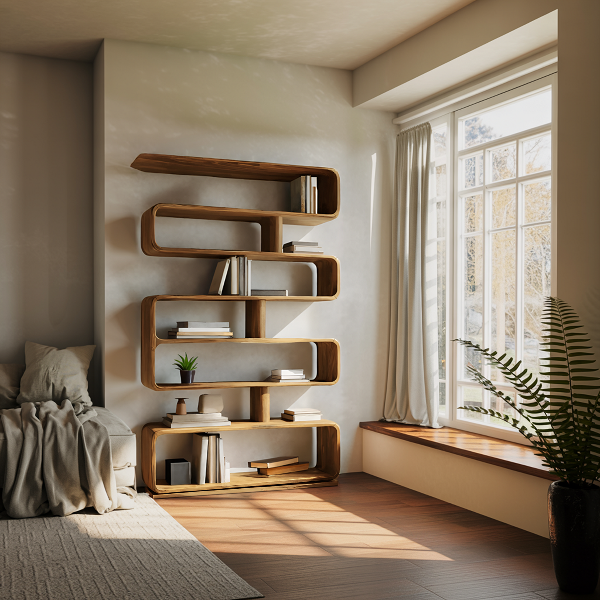 Modern Bookcase Freestanding Shelving Unit For Home Organization Lynnsnail