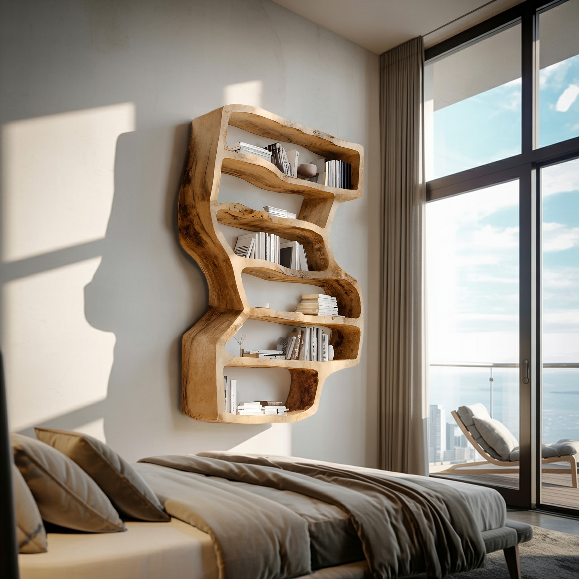 Organic Sculptural Wall Bookcase For Living Room Decor Lynnsnail