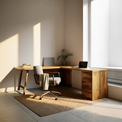 Luxury L Shaped Desk With Drawer For Home Office Lynnsnail