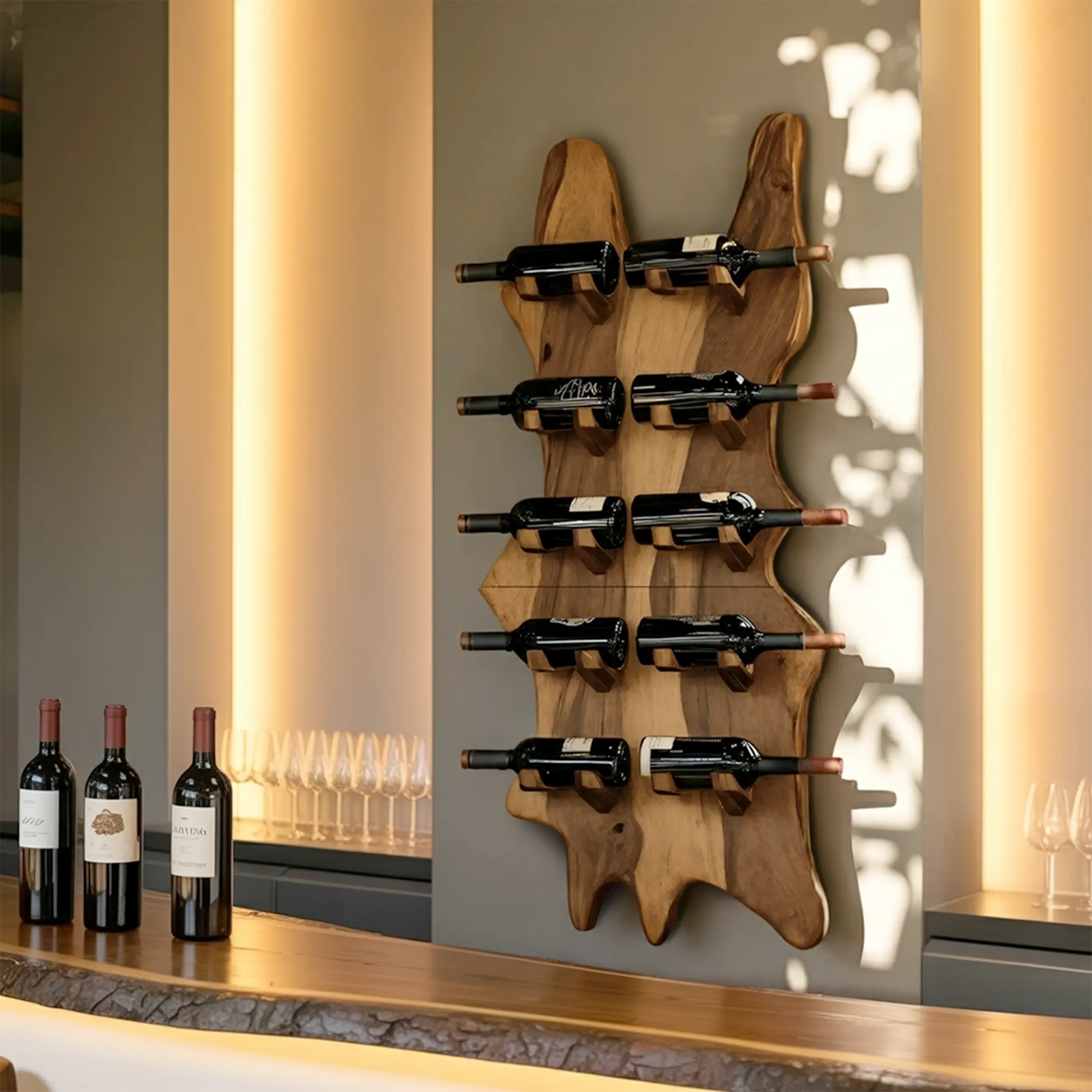 Modern Solid Wood Wine Rack For Bar Decor And Home Display Lynnsnail