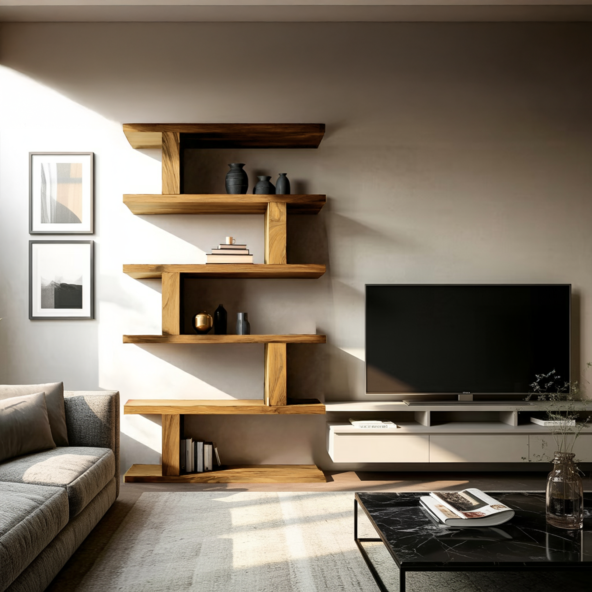 Contemporary Bookshelf With Clean Lines For Living Room Lynnsnail