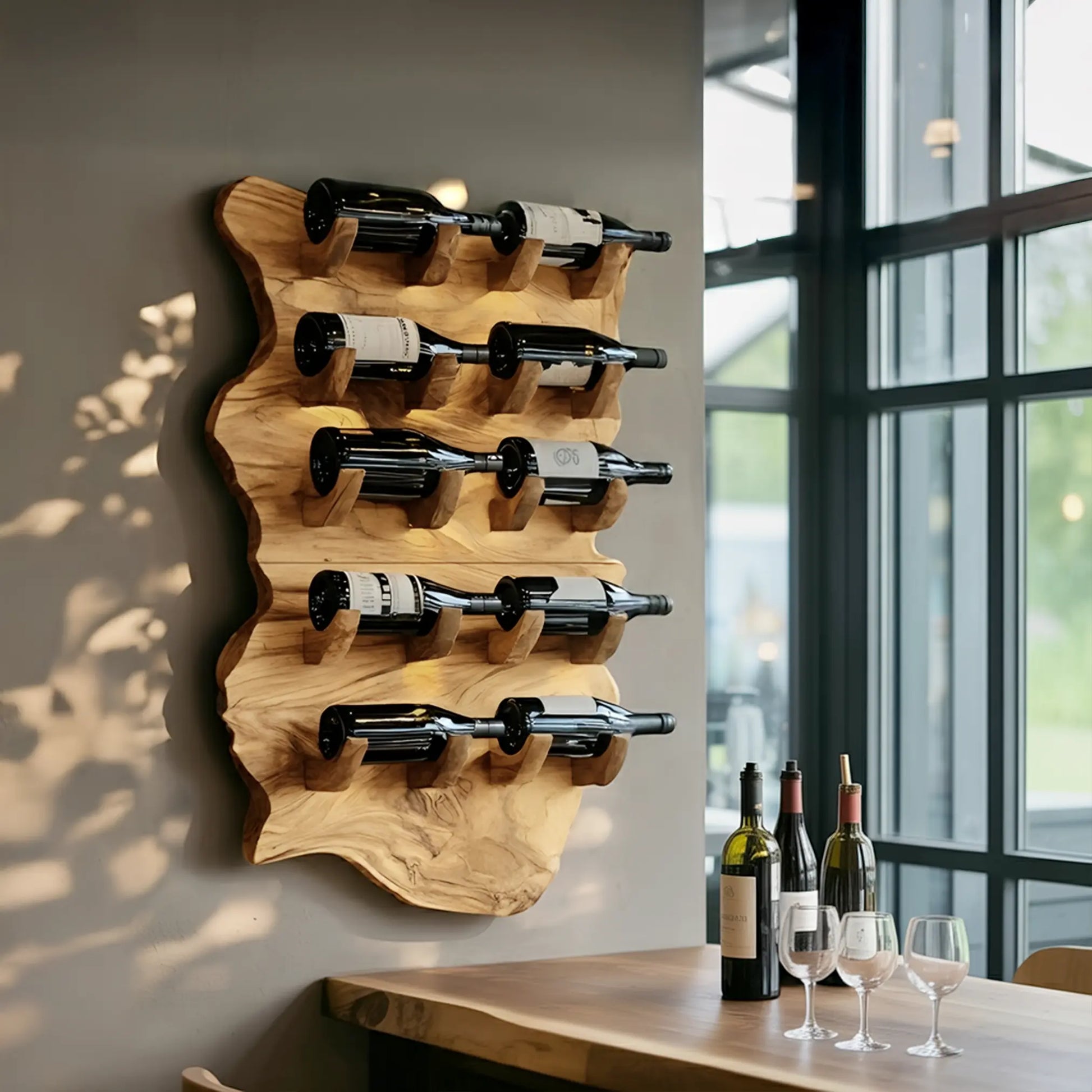 Farmhouse Wooden Live Edge Wine Holder For Furniture Decor Lynnsnail