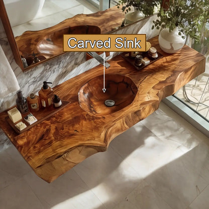 Orlith Live Edge Solid Wood Floating Bathroom Vanity with Integrated Sink SPA665452 Lynnsnail
