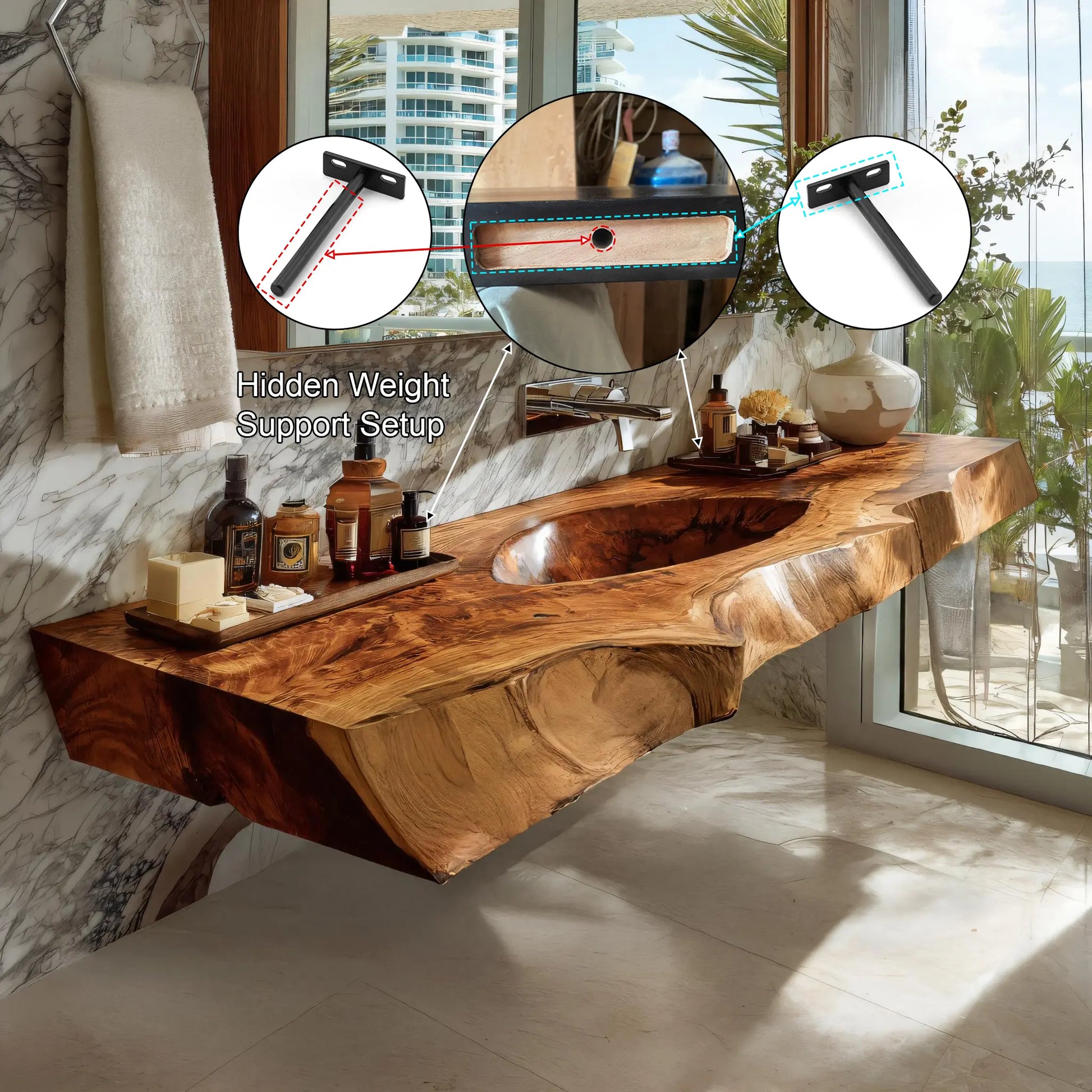 Orlith Live Edge Solid Wood Floating Bathroom Vanity with Integrated Sink SPA665452 Lynnsnail