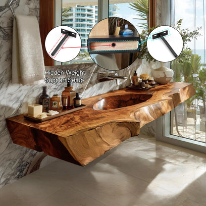 Orlith Live Edge Solid Wood Floating Bathroom Vanity with Integrated Sink SPA665452 Lynnsnail