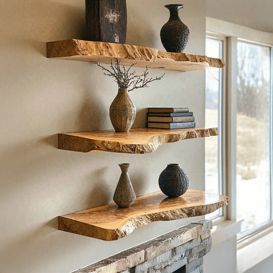 Orliven Live Edge Solid Wood Floating Shelf SPA359832 Lynnsnail