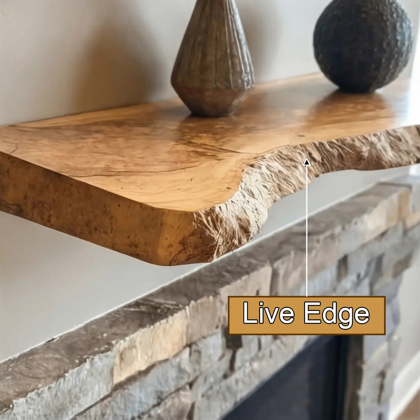 Orliven Live Edge Solid Wood Floating Shelf SPA359832 Lynnsnail