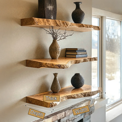 Orliven Live Edge Solid Wood Floating Shelf SPA359832 Lynnsnail