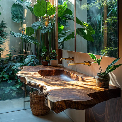Orvella Live Edge Solid Wood Floating Bathroom Vanity with Integrated Sink SPA395554 Lynnsnail