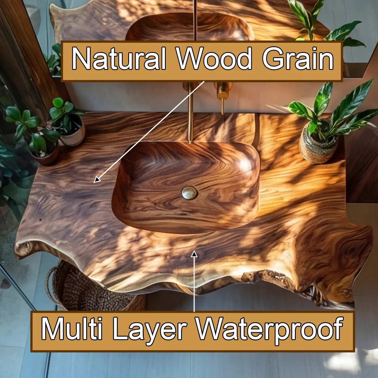 Orvella Live Edge Solid Wood Floating Bathroom Vanity with Integrated Sink SPA395554 Lynnsnail