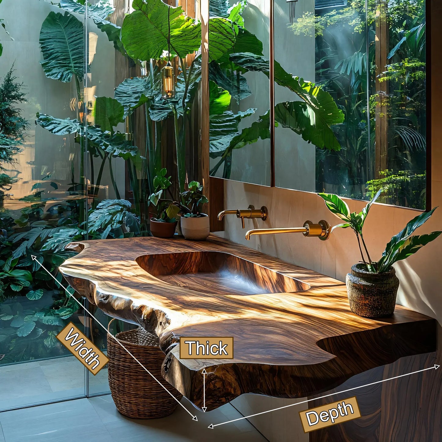 Orvella Live Edge Solid Wood Floating Bathroom Vanity with Integrated Sink SPA395554 Lynnsnail