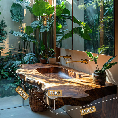 Orvella Live Edge Solid Wood Floating Bathroom Vanity with Integrated Sink SPA395554 Lynnsnail
