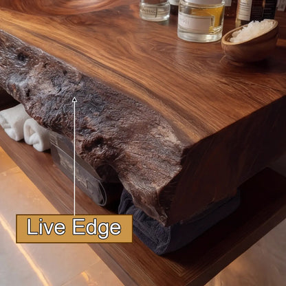 Orvello Handcrafted Live Edge Solid Wood Floating Bathroom Vanity with Integrated Sink SPA361872 Lynnsnail