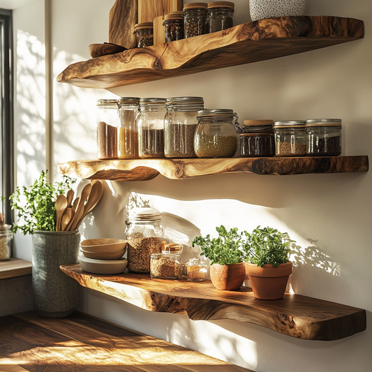 Orveth Live Edge Solid Wood Floating Shelf SPA524698