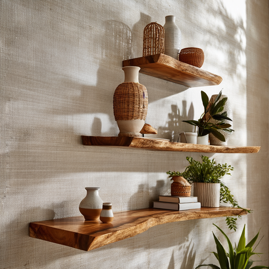 Orvian Live Edge Solid Wood Floating Shelf SPA175851