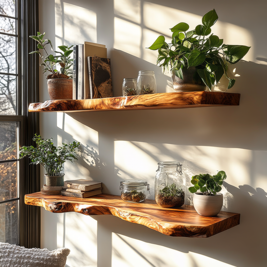 Orvino Live Edge Solid Wood Floating Shelf SPA369492