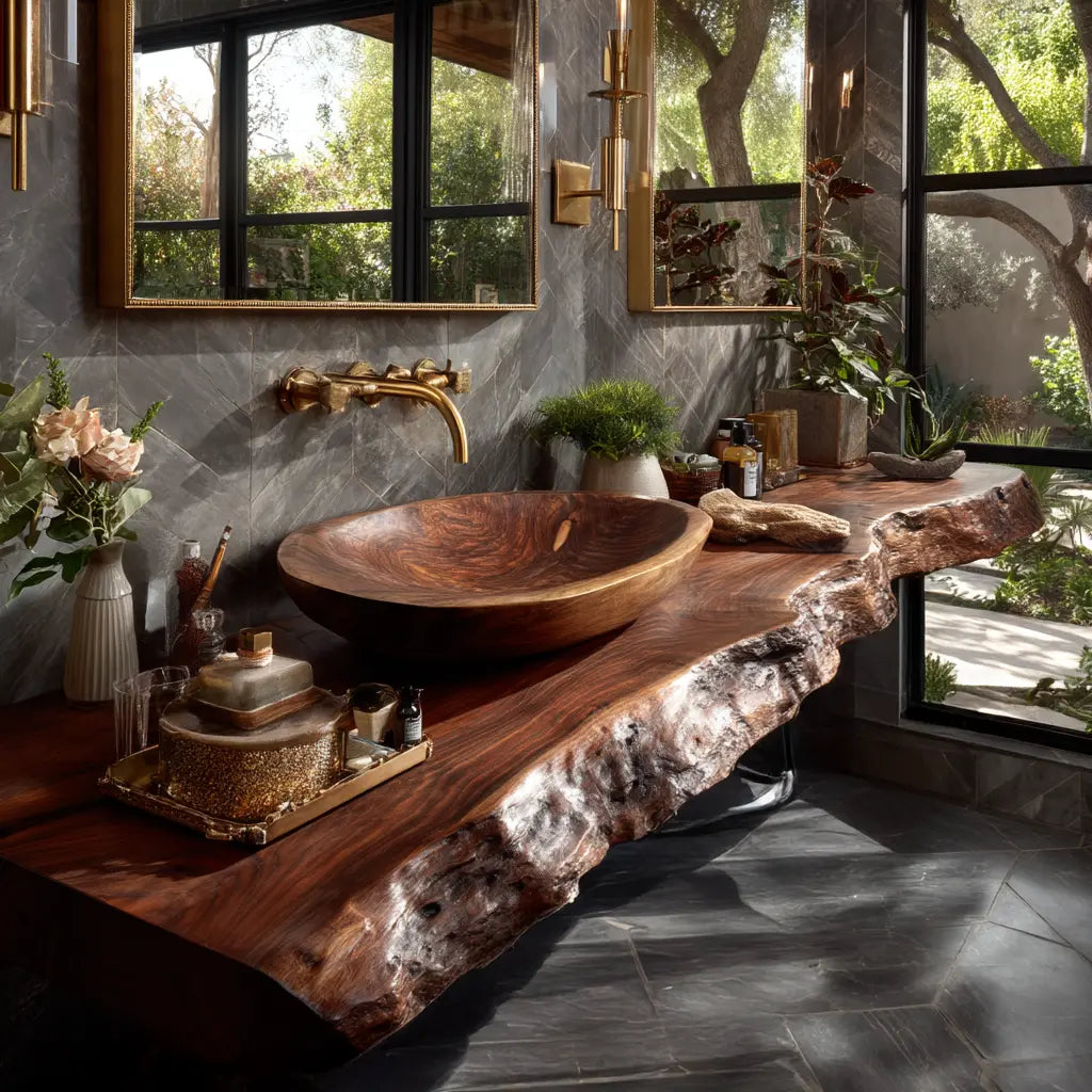 Orvyn Live Edge Solid Wood Floating Bathroom Vanity SPA524639 Lynnsnail