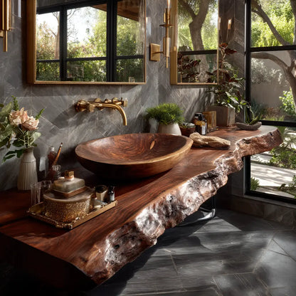 Orvyn Live Edge Solid Wood Floating Bathroom Vanity SPA524639 Lynnsnail