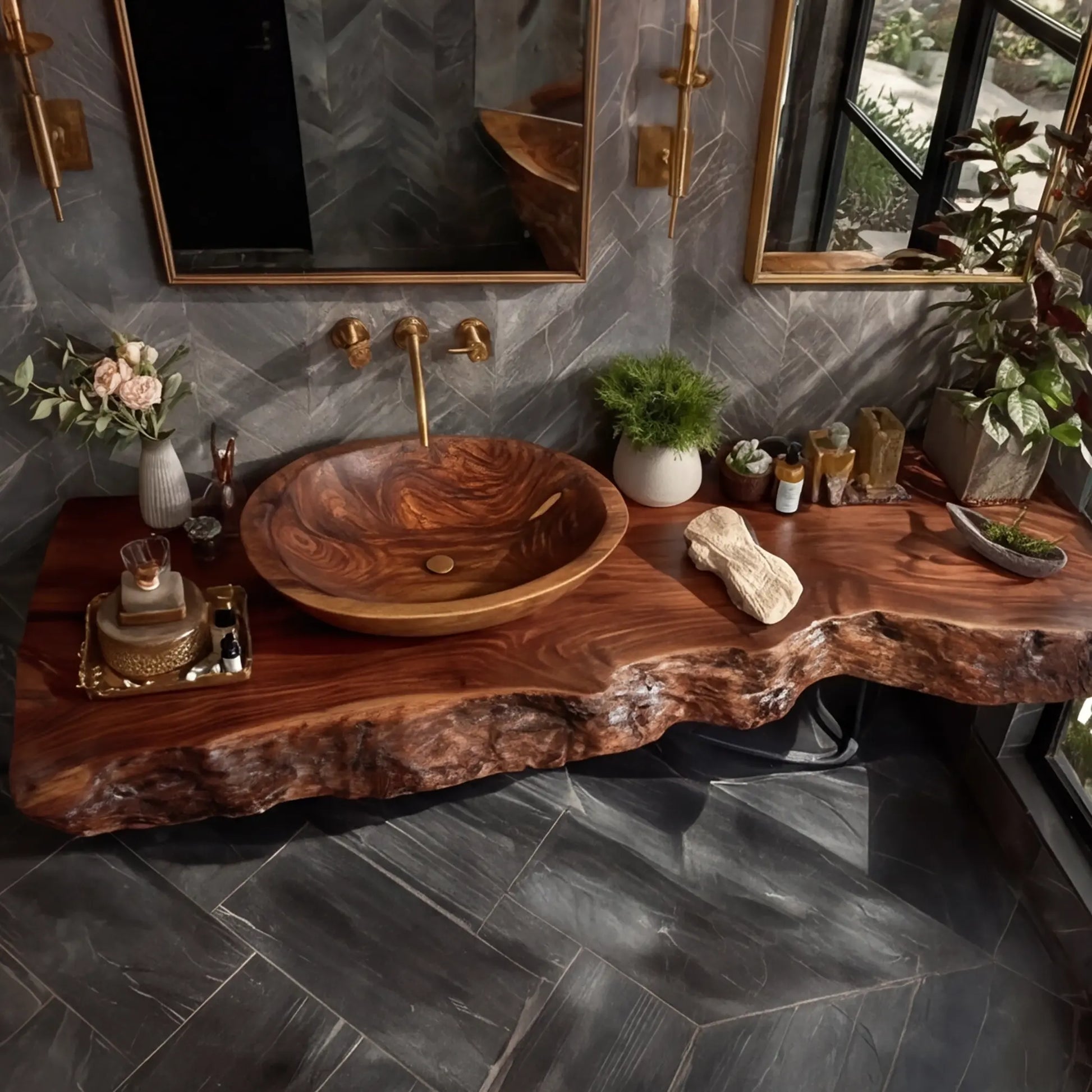 Orvyn Live Edge Solid Wood Floating Bathroom Vanity SPA524639 Lynnsnail