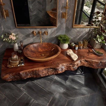 Orvyn Live Edge Solid Wood Floating Bathroom Vanity SPA524639 Lynnsnail