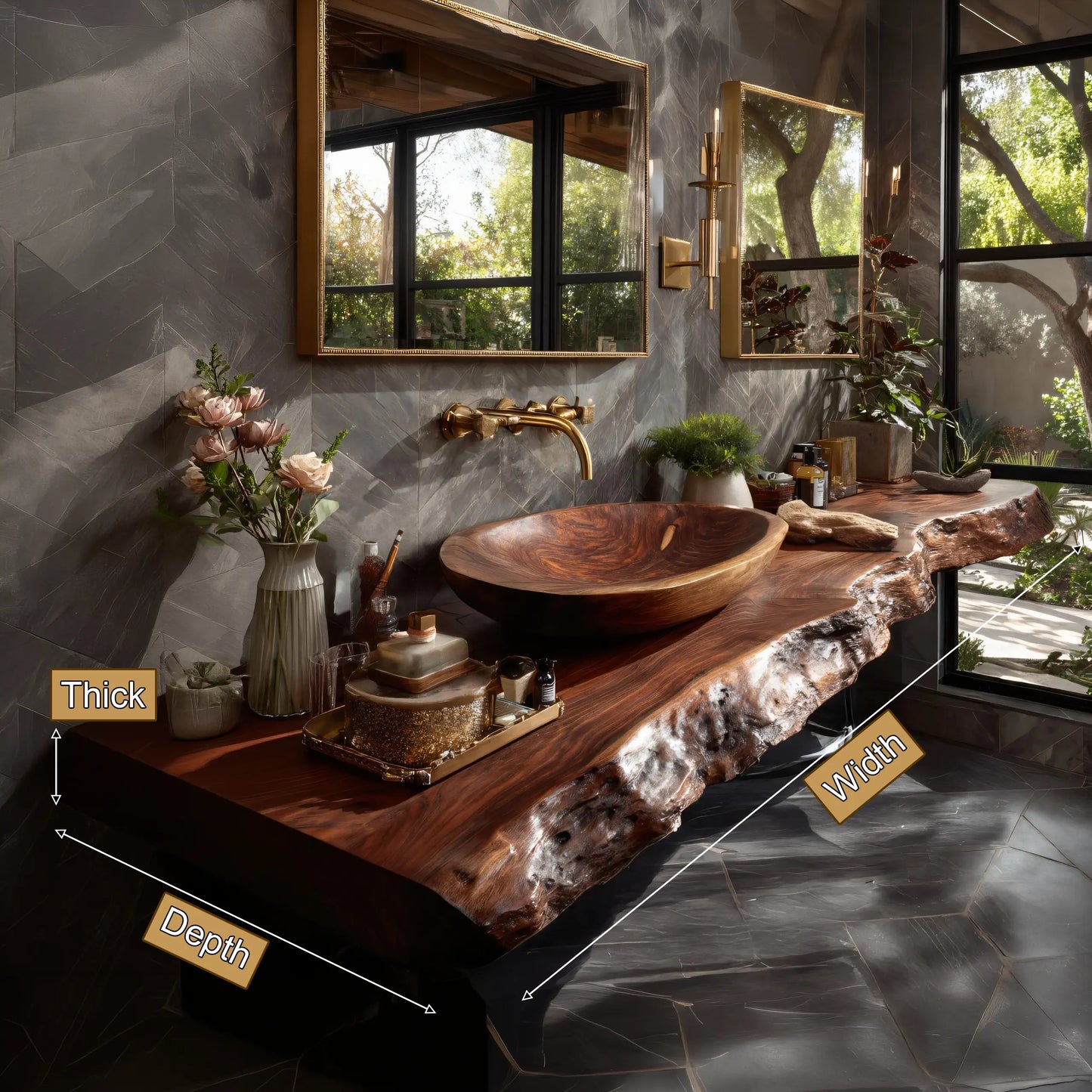 Orvyn Live Edge Solid Wood Floating Bathroom Vanity SPA524639 Lynnsnail