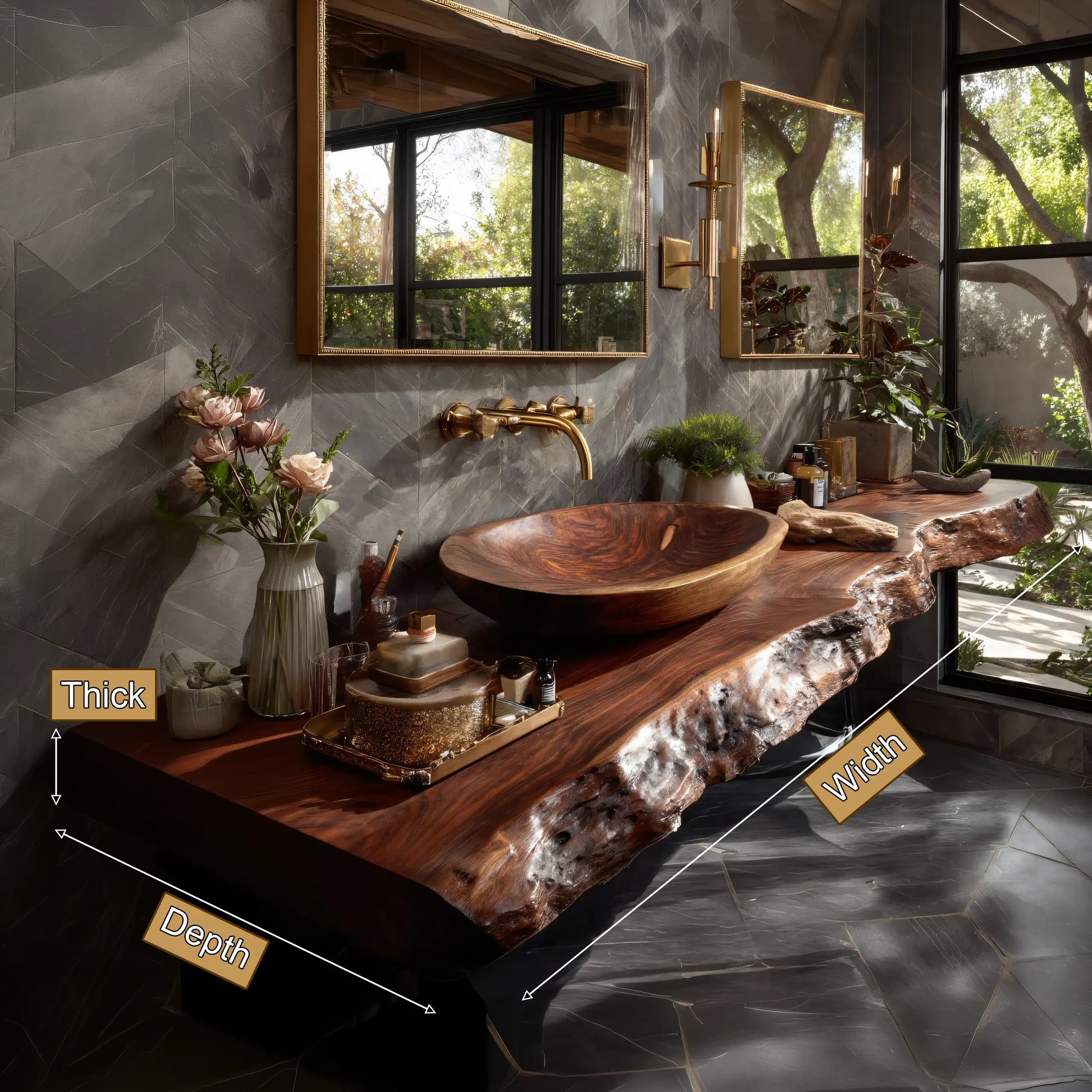 Orvyn Live Edge Solid Wood Floating Bathroom Vanity SPA524639 Lynnsnail
