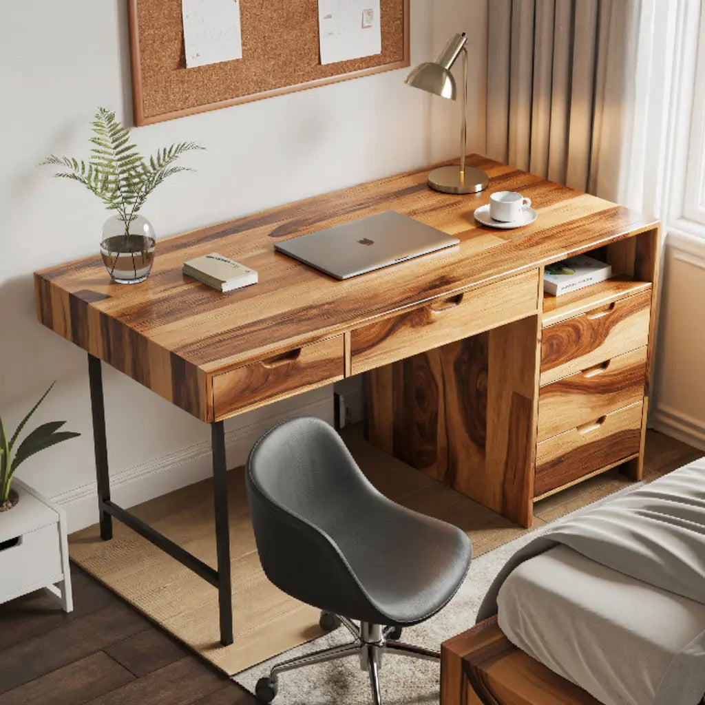 Modern Wooden Desk With Drawers For Home Office Or Study Lynnsnail