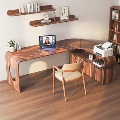 Modern L Shaped Wooden Desk With Rounded Corners For Executive Office Lynnsnail