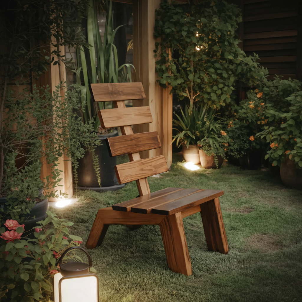 Modern Slatted Wood Outdoor Lounge Chair For Garden Or Patio Lynnsnail