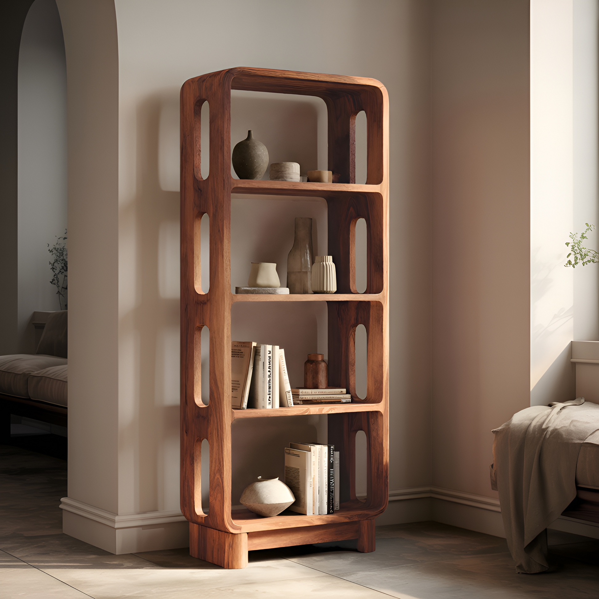Contemporary Tall Bookshelf For Living Or Bedroom Lynnsnail